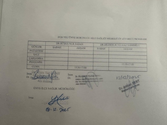 EV ZİYARETİ ÇİZELGESİ